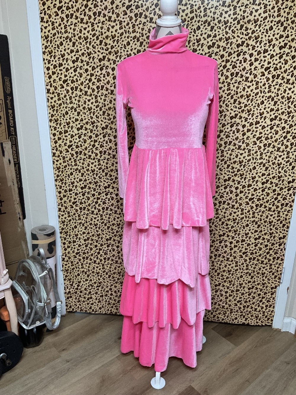 Cotton candy pink velvet Tall dress